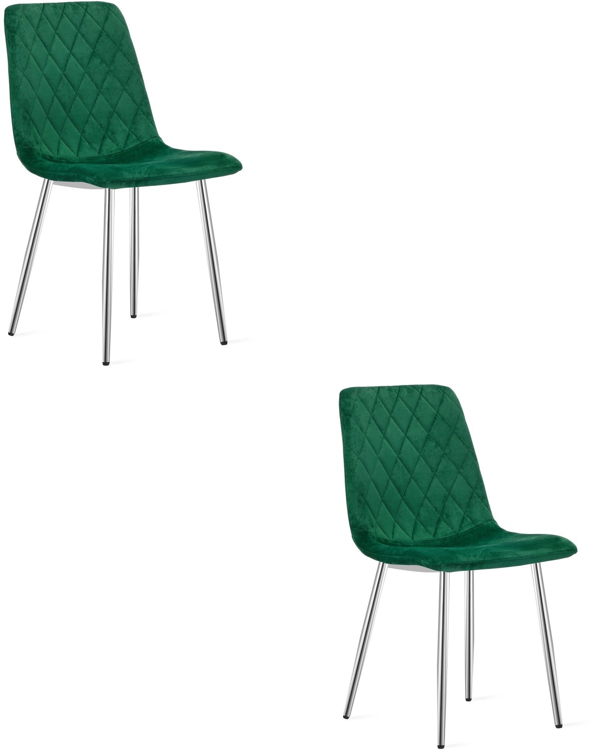 LEOBERT TURIN Eetkamerstoelen – Set van 2 – Groen Velvet – Metalen Poten – Comfortabele Ergonomische Zitting – Modern Design – Velvet Stoel voor Woonkamer, Keuken en Eetkamer – Max. 110 kg per Stoel