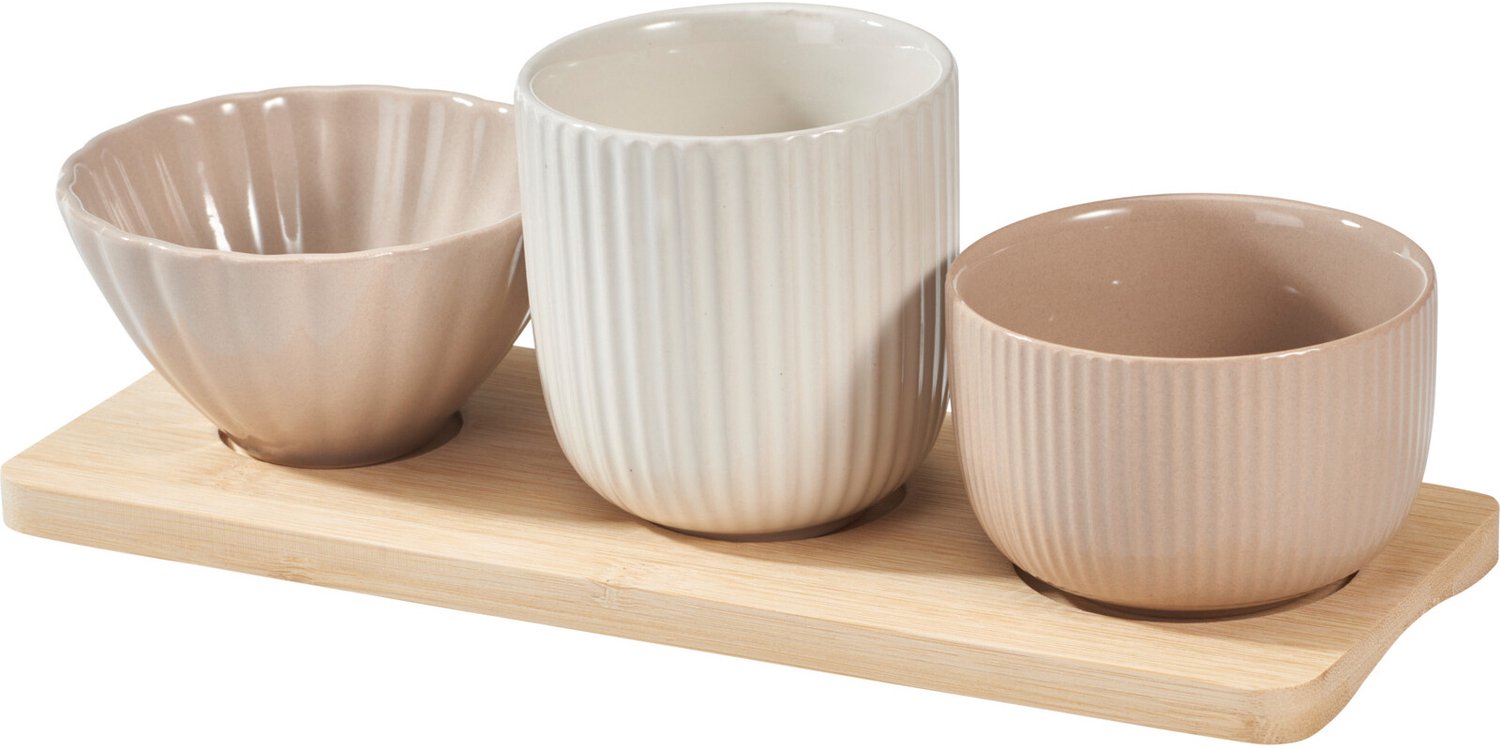 EH Excellent Houseware - Snackschaaltjes NOBI, 3 schaaltjes en dienblad