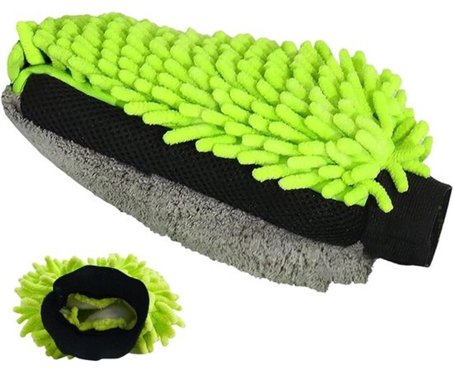 Washandschoen voor Auto - Microvezelhandschoen - Auto Reinigen - Krasvrij Chenille - 19 x 26 cm - Groen