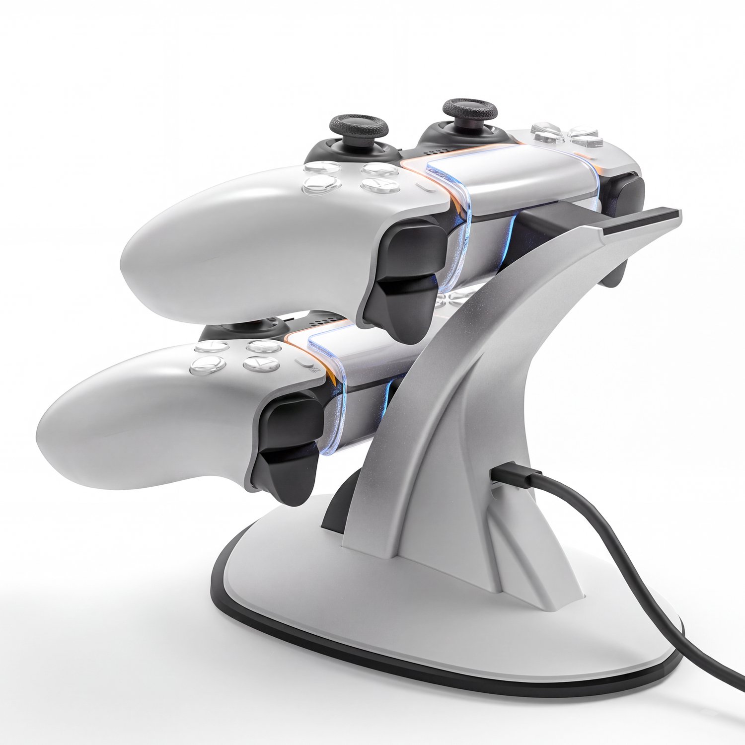 YONO Controller Oplaadstation geschikt voor PlayStation 5 - PS5 DualSense Controllers - Dual Oplader - Charging Dock - Wit - Staand – foto 3