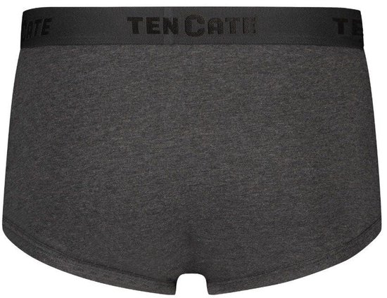 Achterkant van een donkergrijze Ten Cate slip met elastische tailleband met merknaam.