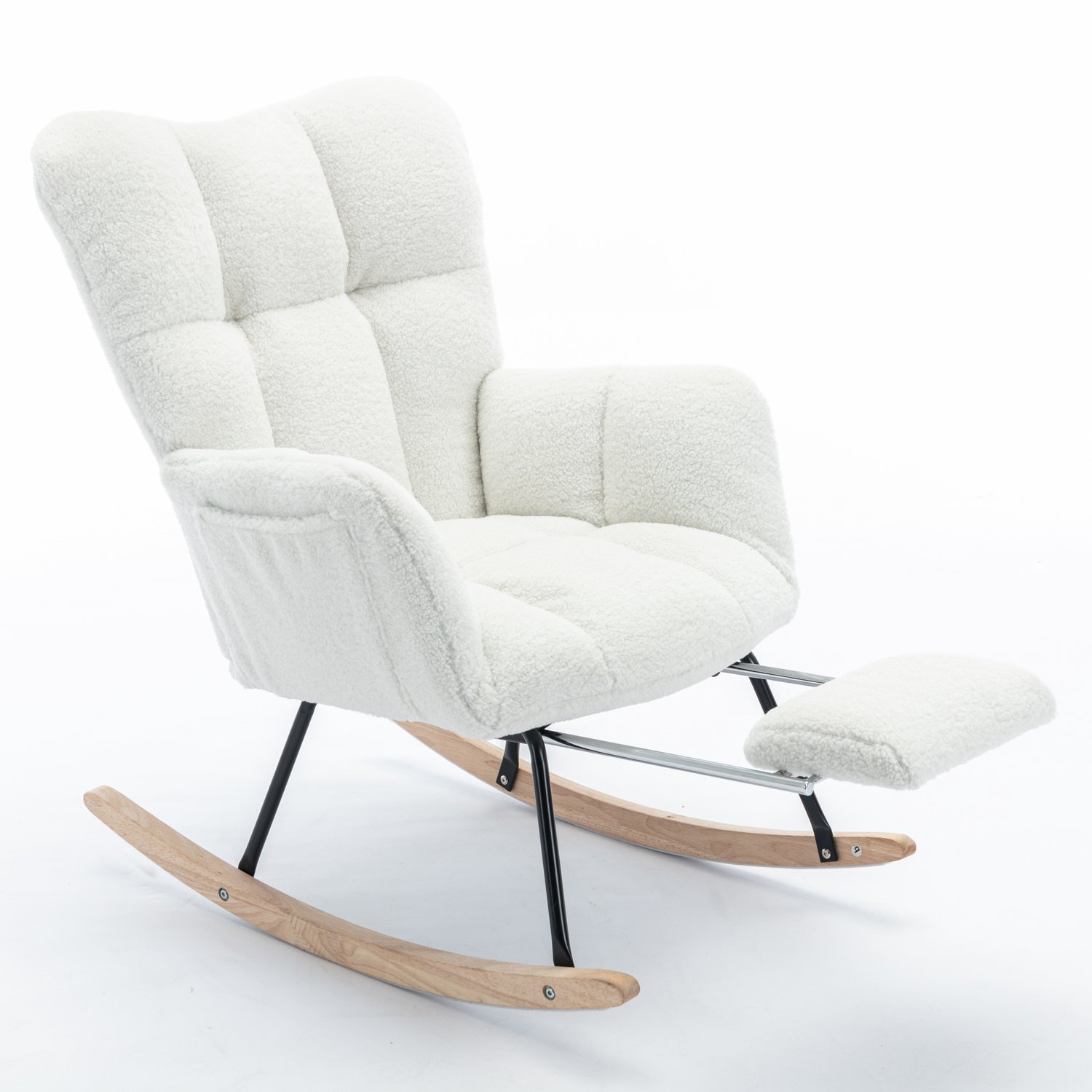 CHICFURN Schommelstoel - Met voetensteun - Houten schommelvoeten - Wit