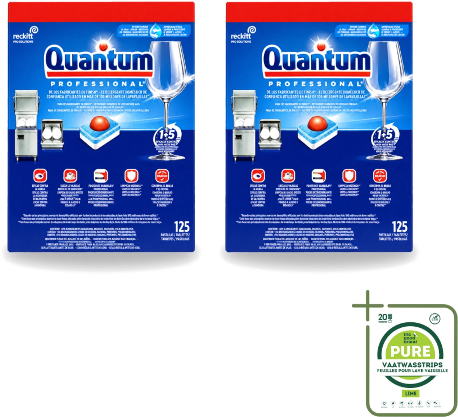 2 x Finish – Vaatwastabletten – Quantum Pro All-in-One – 125 Capsules - Grootverpakking - Vaatwasstrips - Vaatwastabletten - Professionele Vaatwasser - Korte Wascycli - Reinigingskracht - Hygiëne
