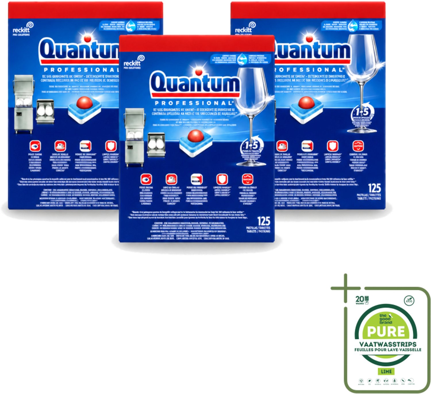 3 x Finish – Vaatwastabletten – Quantum Pro All-in-One – 125 Capsules - Grootverpakking - Vaatwasstrips - Vaatwastabletten - Professionele Vaatwasser - Korte Wascycli - Reinigingskracht - Hygiëne
