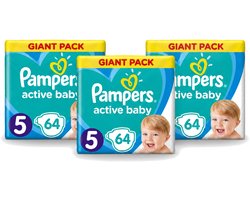 3 x Pampers - Active Baby - Luiers - Maat 5 (11-16 kg) - Zachte Pasvorm - 64 Luiers - Voordeelverpakking - 3 stuks