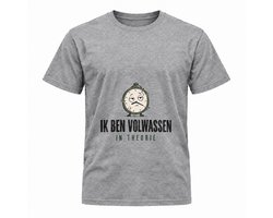 Humoristisch 'Ik ben volwassen in theorie' T-shirt – Grappig tekstshirt voor dertigers zonder planning