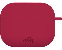 xoxo Wildhearts siliconen hoesje geschikt voor AirPods 3 - Silicone Case (Burgundy) - Beschermhoes met clip - Optimale bescherming - Bordeaux Rood