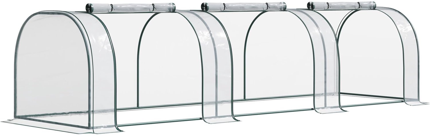 Famanu – Kweekkas met deur, 350 x 100 x 80 cm, staal en PVC, geschikt voor tuinplantenteelt