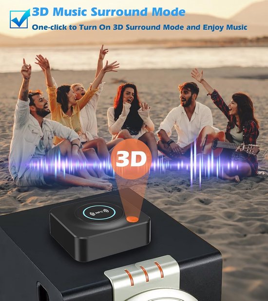 Bluetooth Ontvanger voor Stereo - NFC Audio Adapter - RCA & 3,5 mm AUX - Draadloos Muziek Streamen - TF-kaart - 3D Geluidsmodus - Automatische Koppeling - 10 m Bereik - Voor Oude Speakers & Versterkers — afbeelding 5