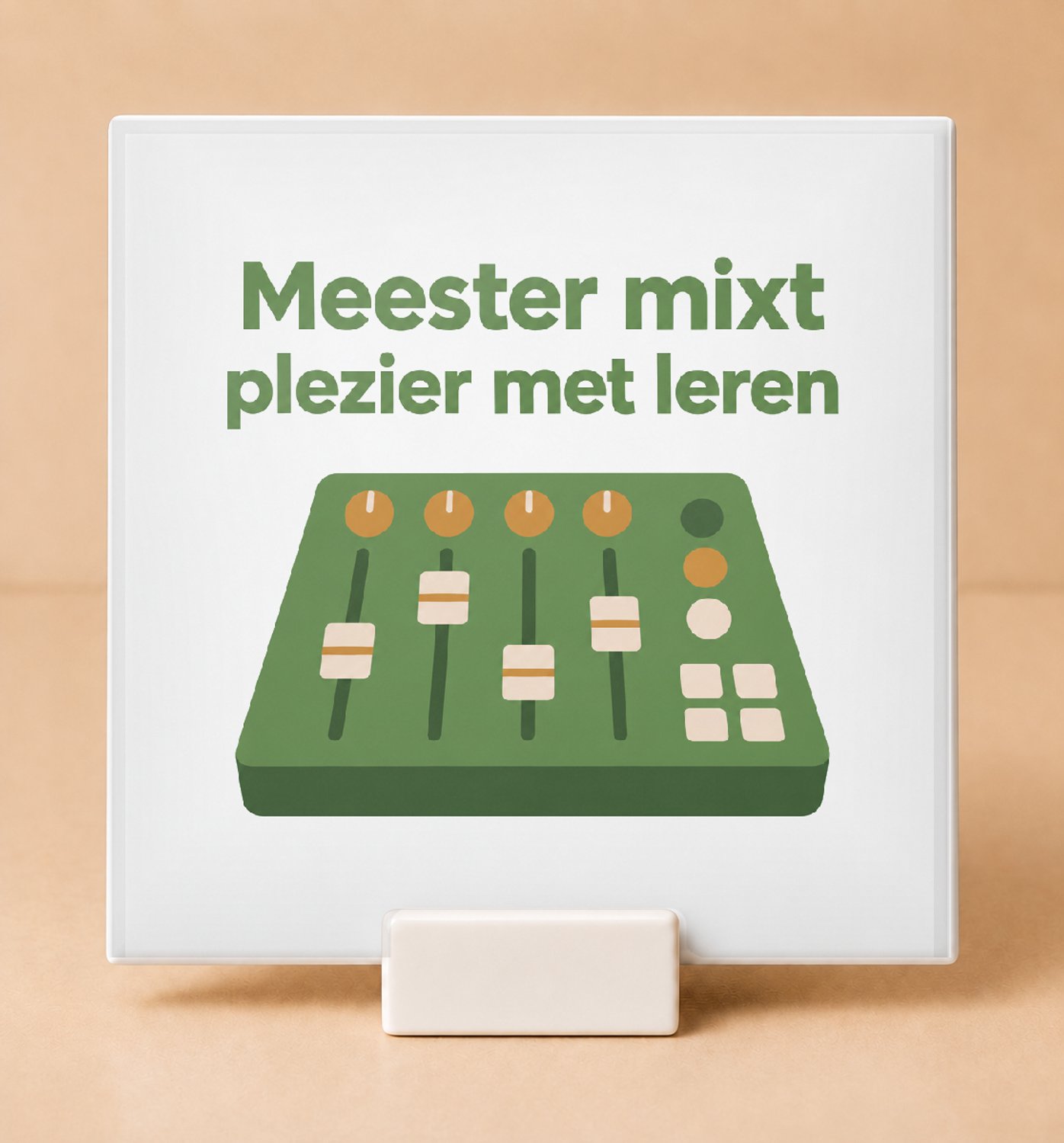 Bedruk King Vrolijke De meester als klas-DJ Tegel – Kleurrijke wanddecoratie voor leraren en onderwijsfans - 11 x 11 cm met houder Wit
