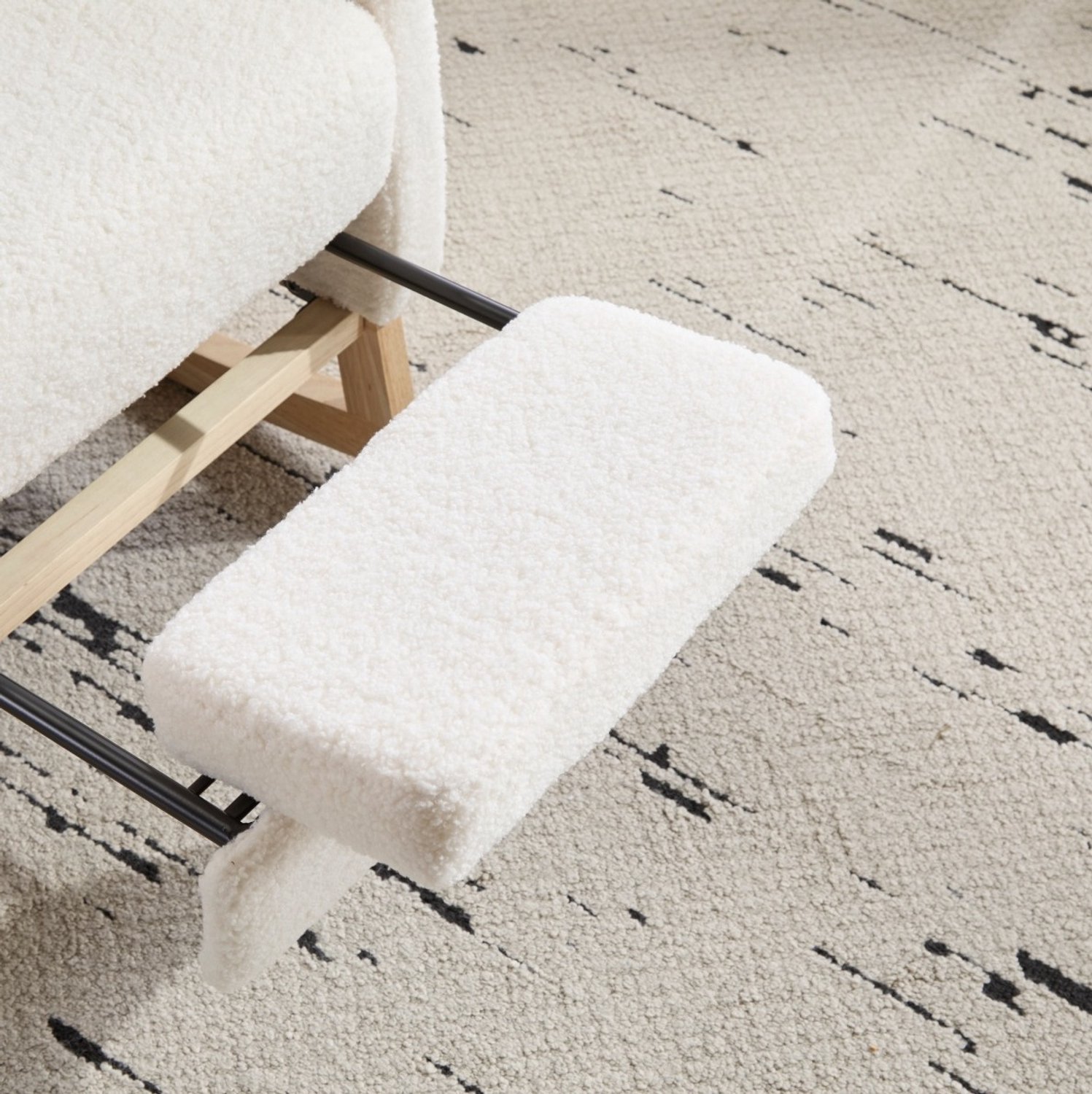 MODENUIT Schommelstoel - Hoge Rugleuning En Voetensteun - Voor Woonkamer - Hout - Wit - 75x63x104 Cm