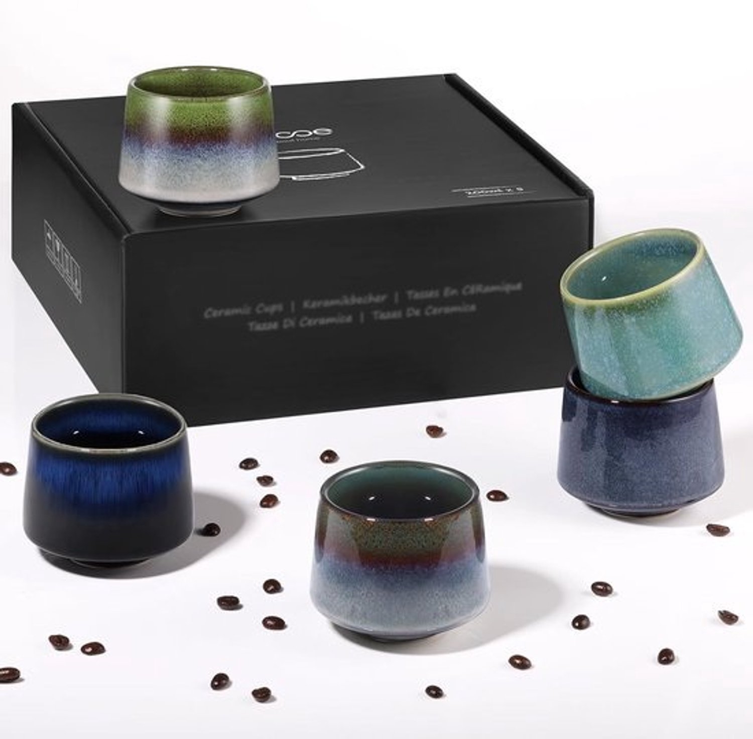 Set cappuccinokopjes - Mokken van keramiek - Voor warme dranken - Met de hand vervaardigd aardewerk - 210 ml - Wit