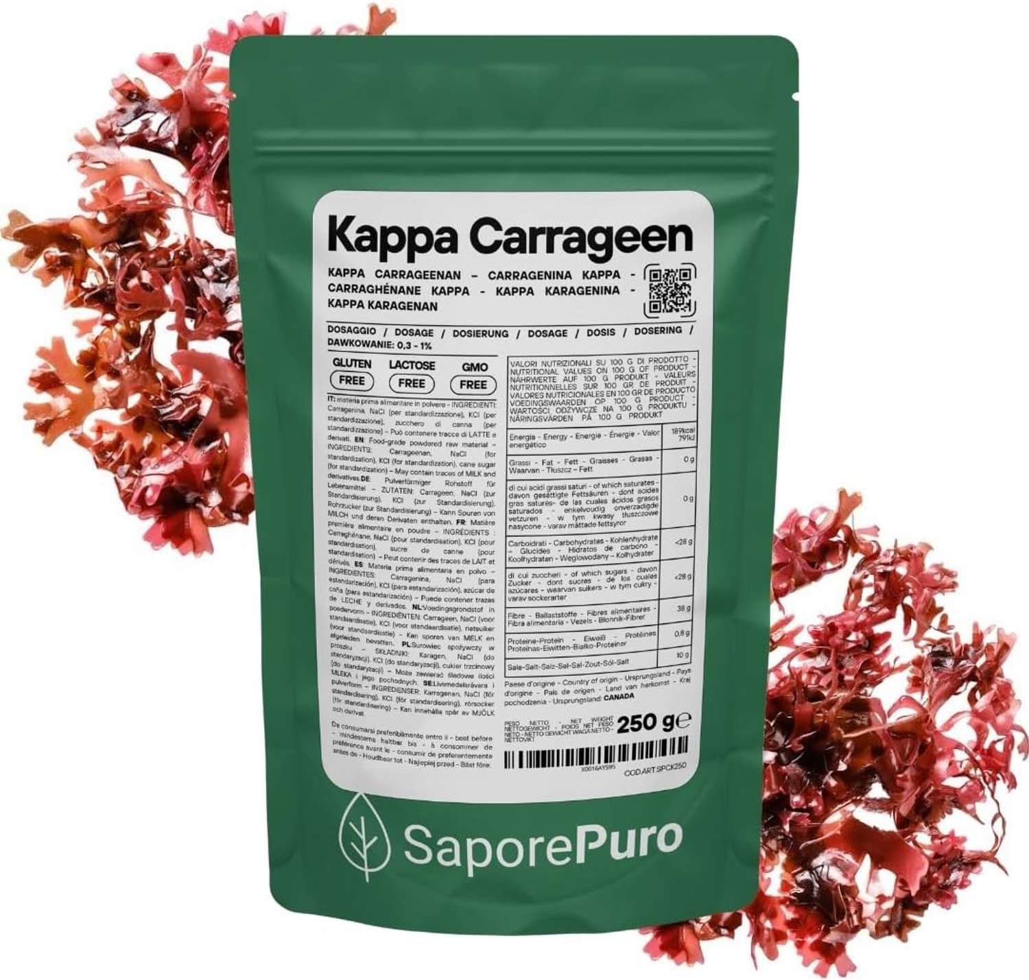 Kappa-Carrageen Poeder 250 g - Geleermiddel en Stabiliseerder - Glutenvrij - Voor Hartige Gerechten - ServiceTopper