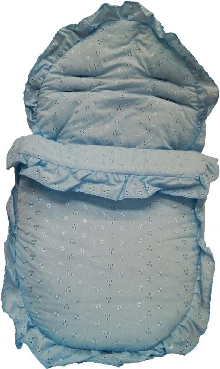 Babyvoetzak - Autostoelhoes - Houdt de baby warm - Broderie anglaise - Universeel - Blauw