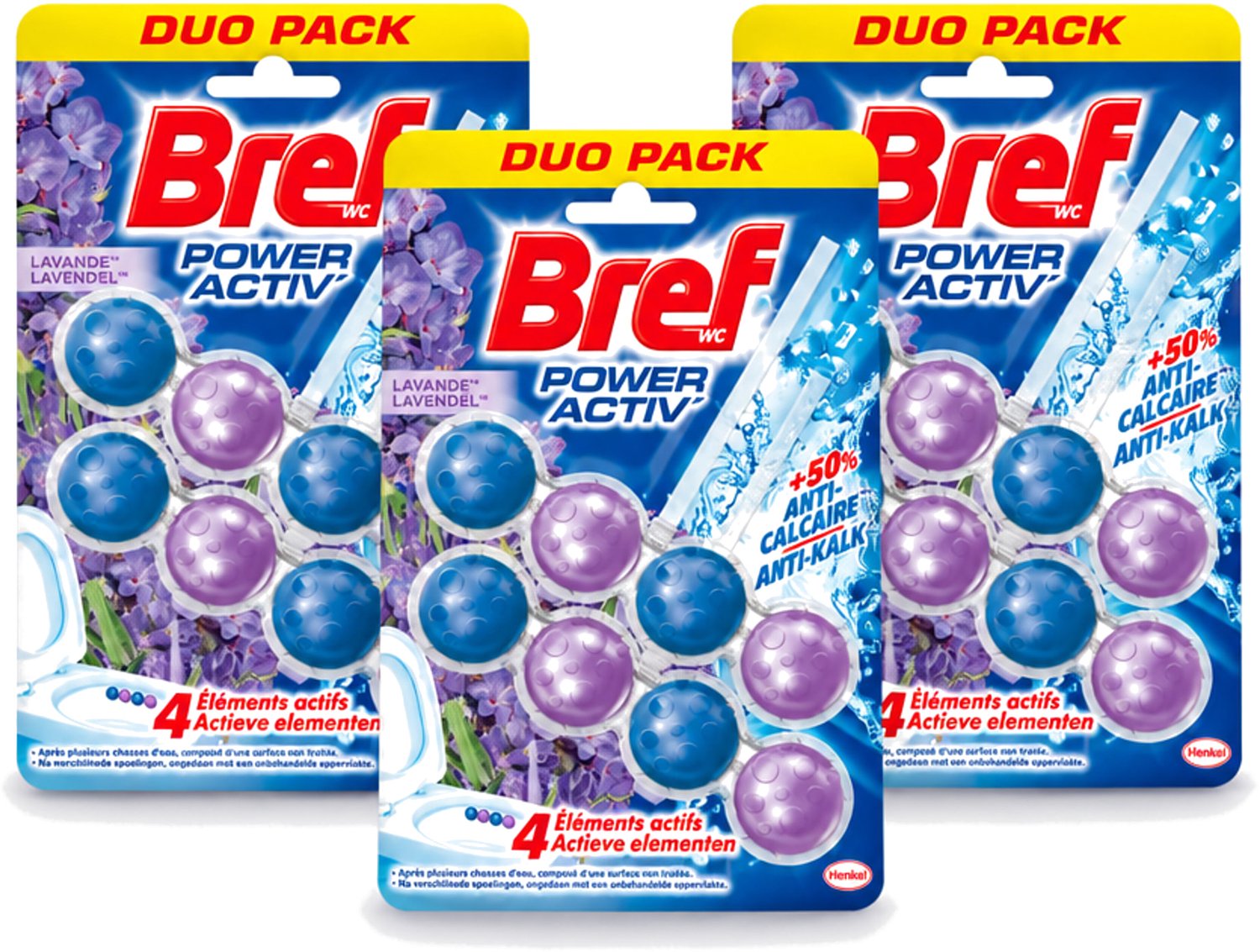 3 x Bref - Toiletblok - Lavender - Voordeelverpakking - 3 stuks