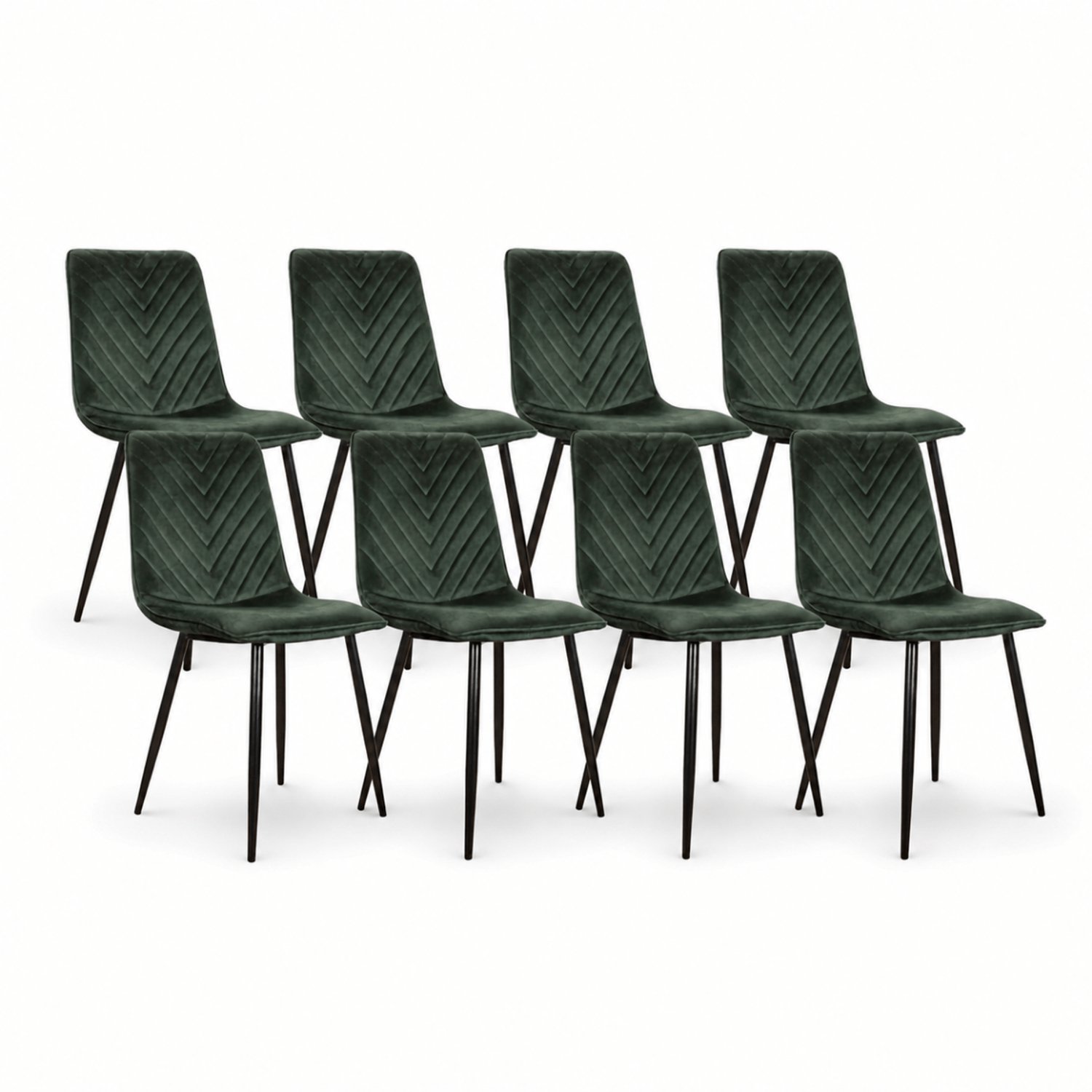 DS4U - - Gaby eetkamerstoel - Set van 8 - Groen - Velvet