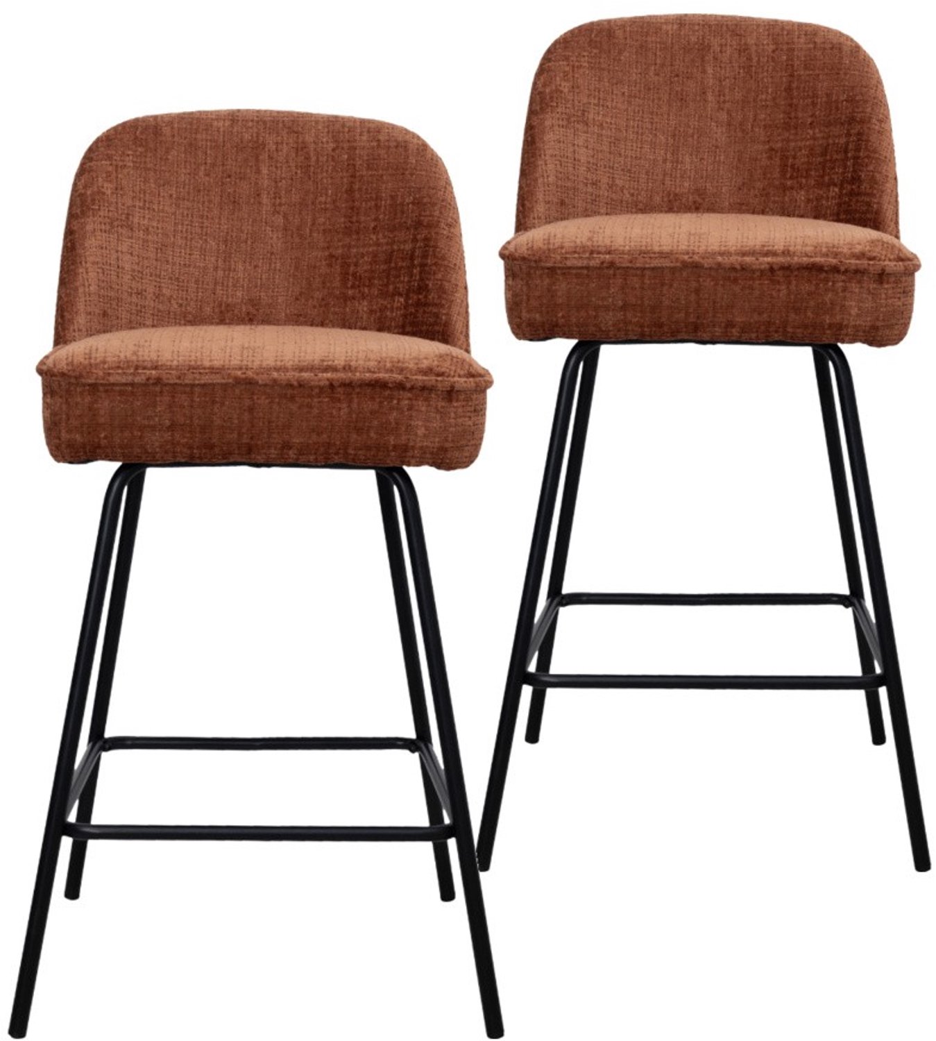 DS4U - - Vida barkruk 67 cm - Set van 2 - Roestbruin - Stof