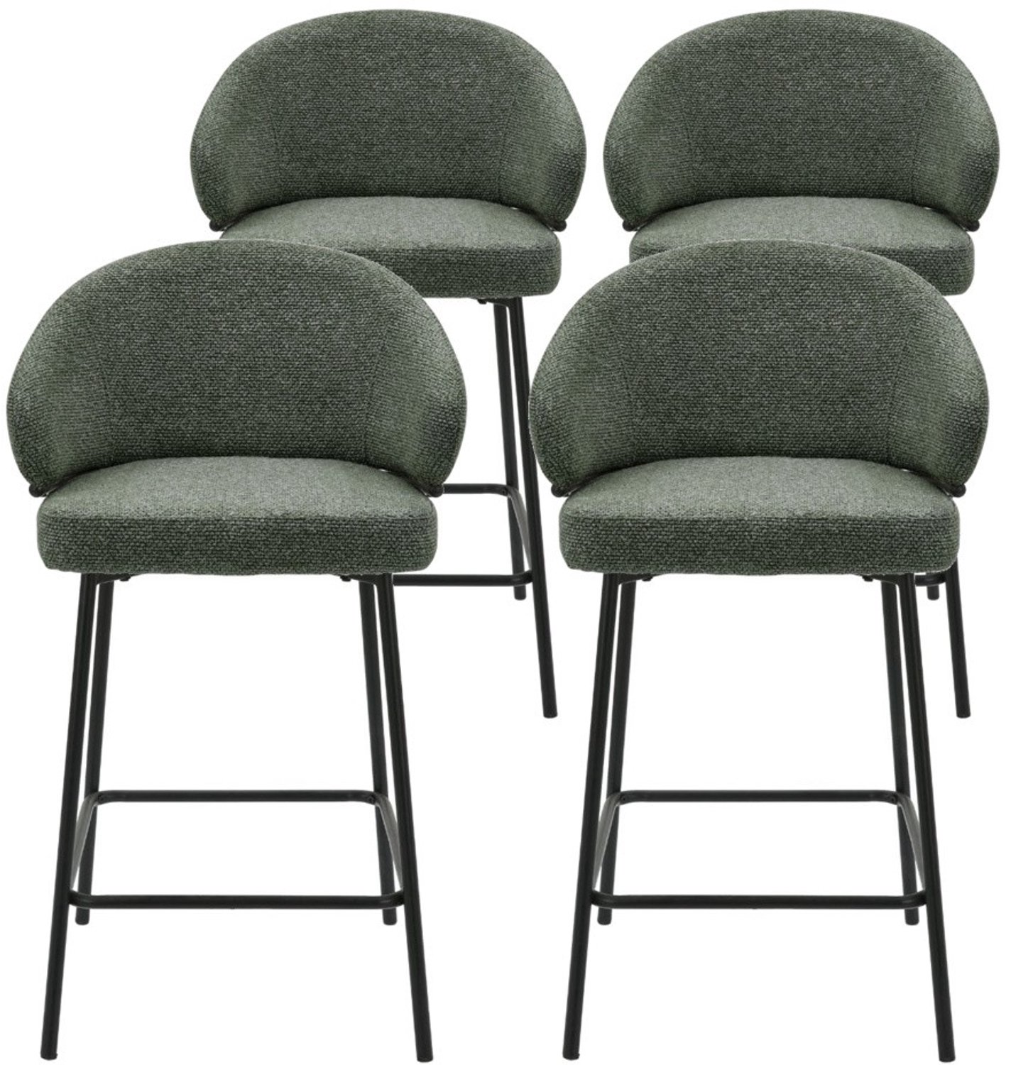 DS4U - - Sofia barkruk 65 cm - Set van 4 - Groen met zwarte poot - Stof