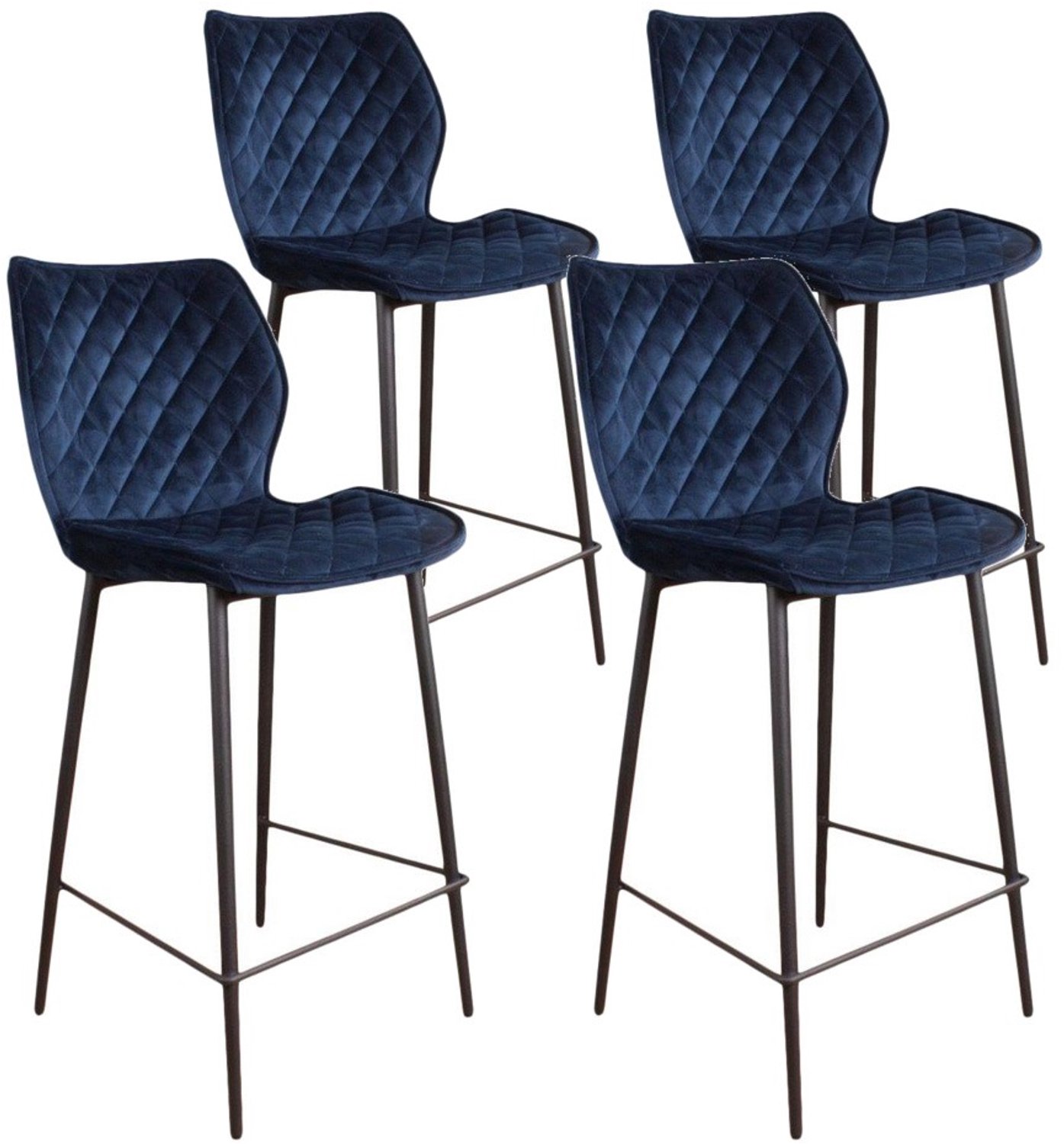 DS4U - - Ruby barkruk 66 cm - Set van 4 - Blauw - Velvet