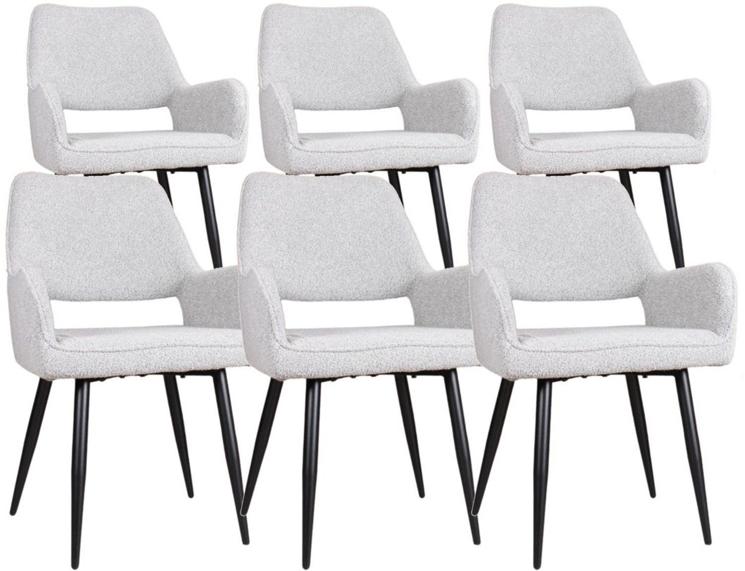 DS4U - - Lenon armstoel - Set van 6 - Grijs - Boucle