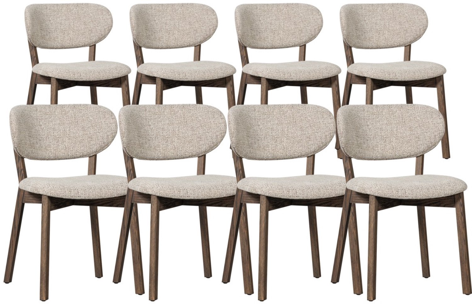 DS4U - - Quinn eetkamerstoel - Set van 8 - Beige / donkerbruin hout - Hout - Met armleuning