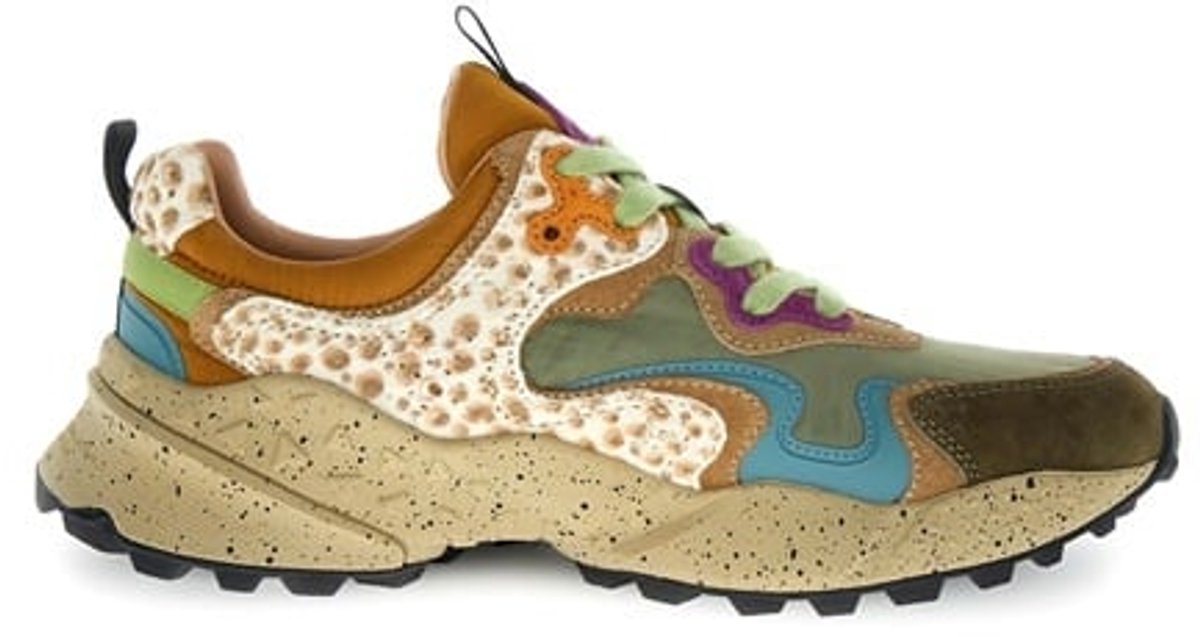 Flower Mountain dames sneakers bruin, groen, leopard