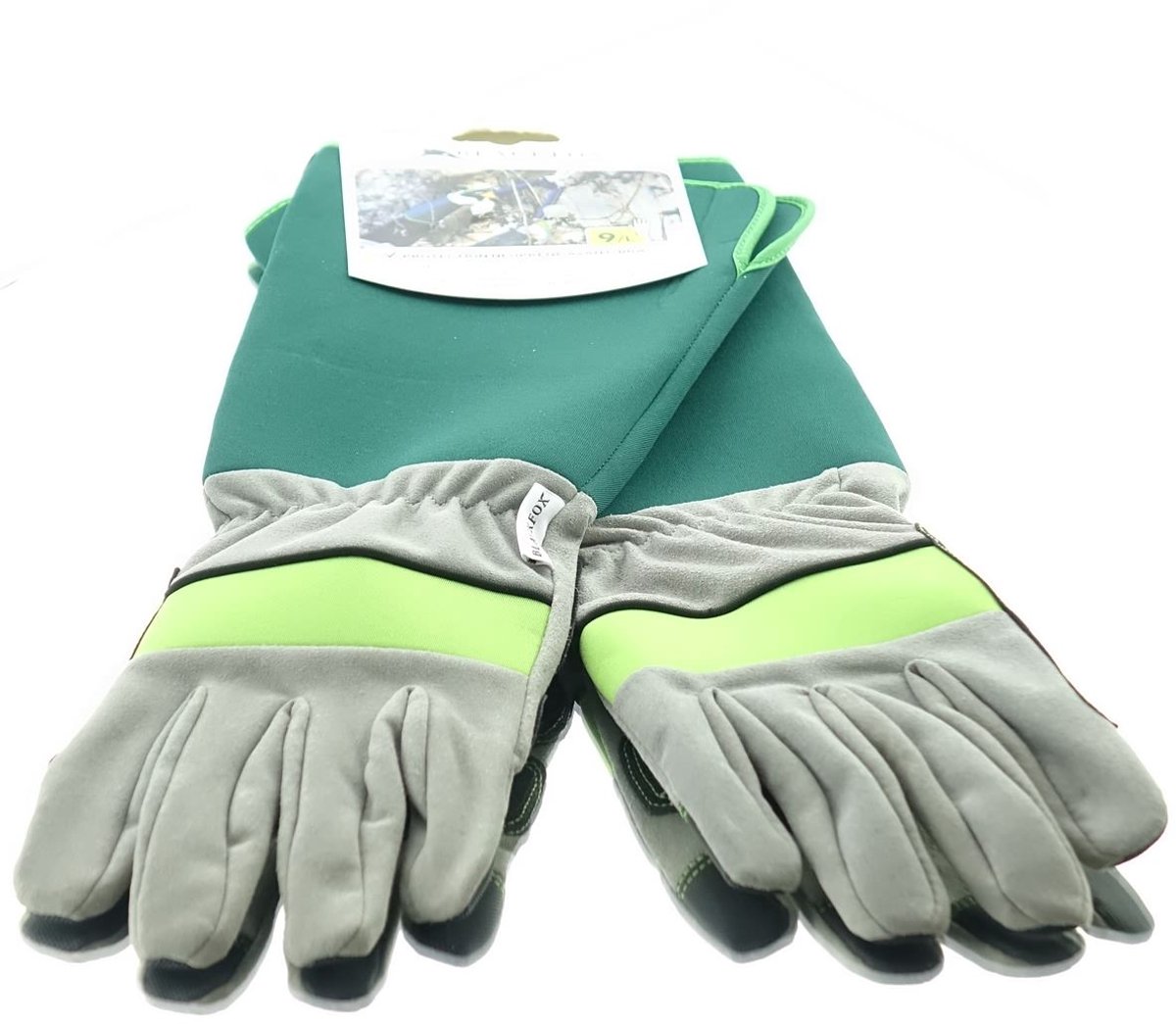 Blackfox tuinhandschoenen onderarmbescherming groen-grijs maat 9/L