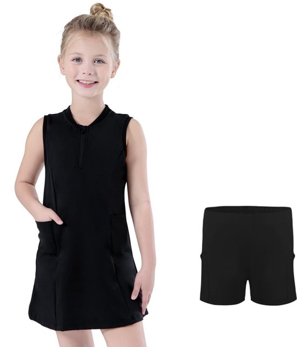 Dailygoody Tennisjurk meisjes Mouwloos en sportief – Met korte broek en Roze