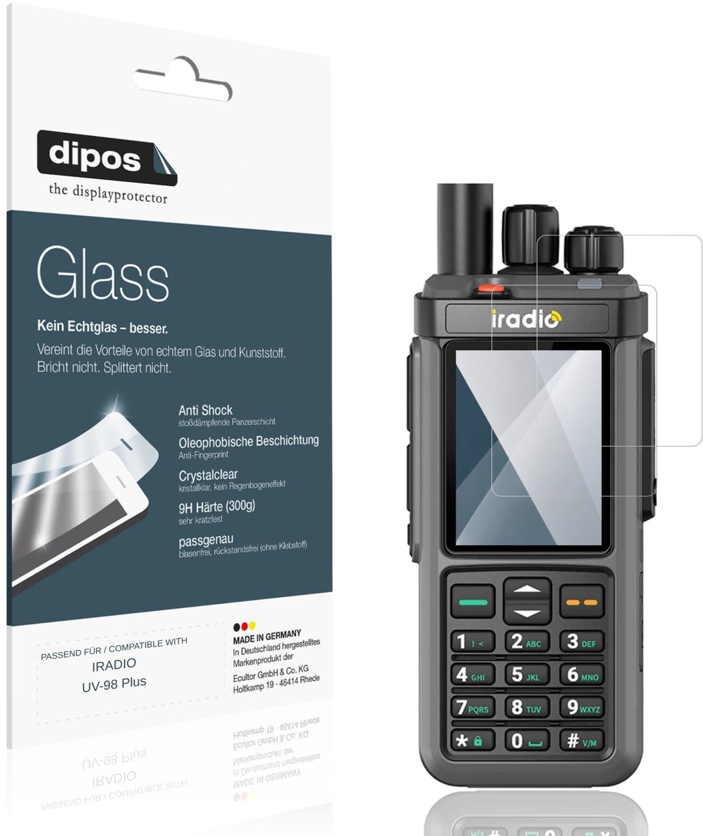 dipos – 2x Pantserfolie geschikt voor IRADIO UV-98 Plus | 9H Screenprotector