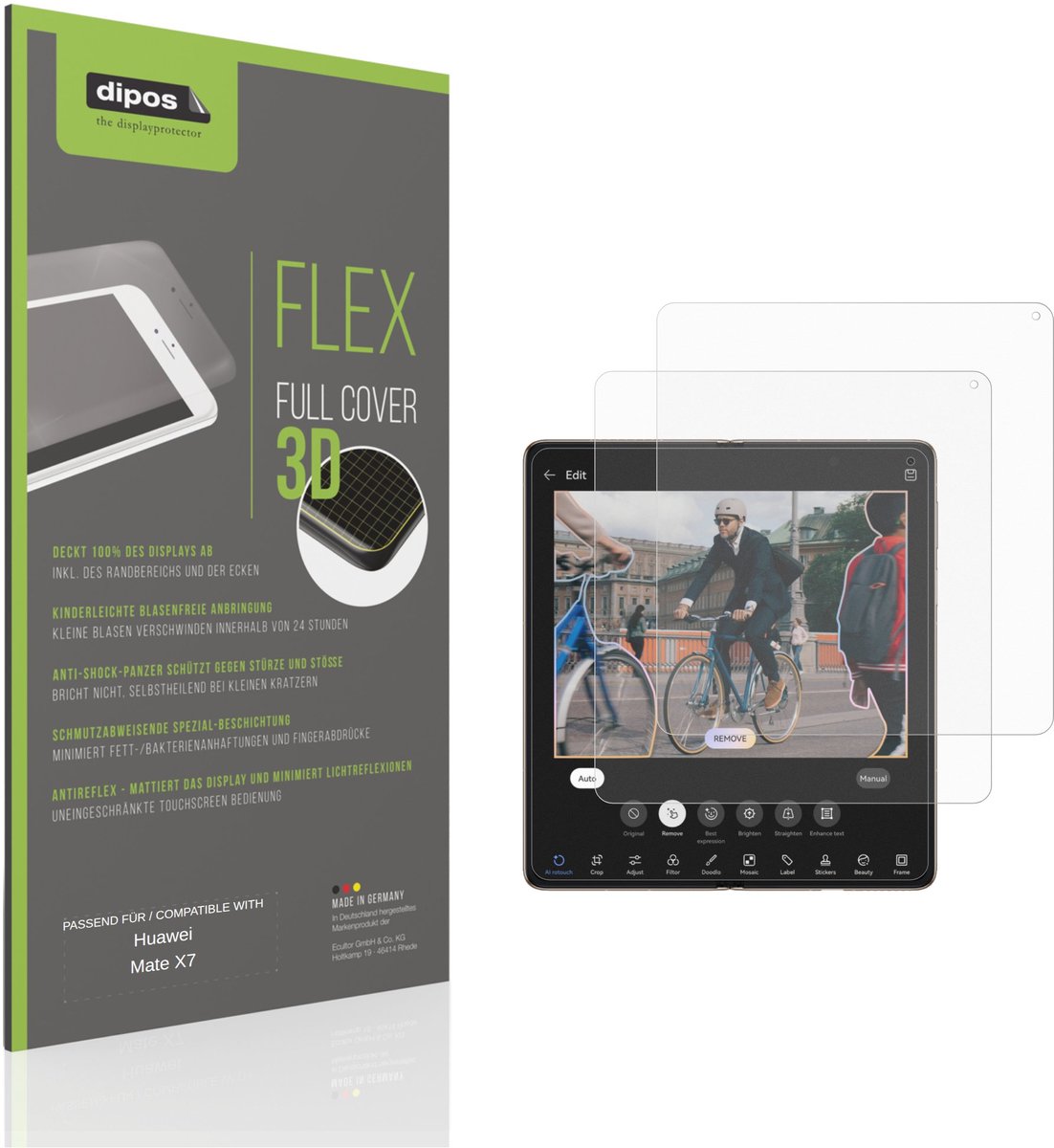 dipos FLEX – 2x Matte Screenprotector geschikt voor Huawei Mate X7 Innenseite | Volledige Schermbescherming | Case-Friendly