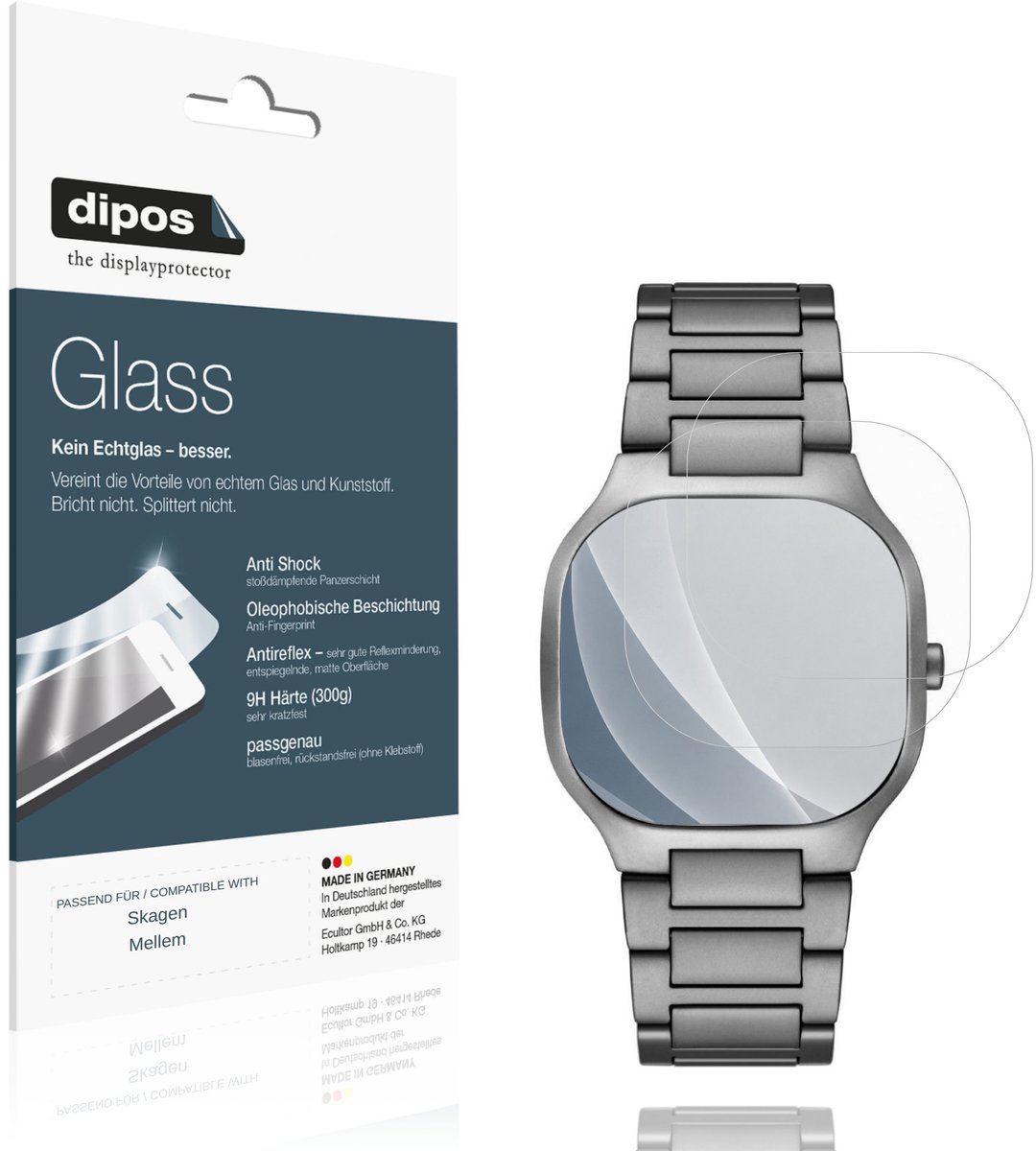 dipos – 2x Matte Pantserfolie geschikt voor Skagen Mellem | 9H Screenprotector