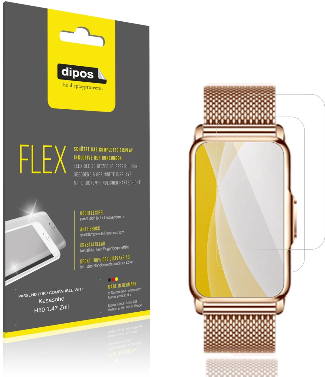 dipos – 2x Beschermfolie geschikt voor Kesasohe H80 1.47 Inch | 3D Full Cover Screenprotector | 100% Passend