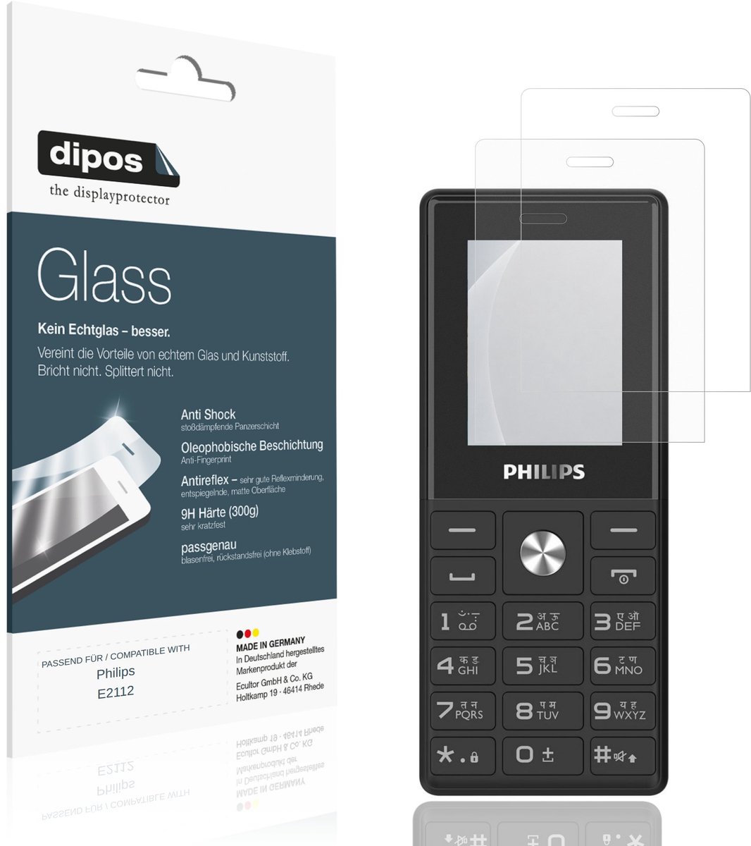 dipos – 2x Matte Pantserfolie geschikt voor Philips E2112 | 9H Screenprotector