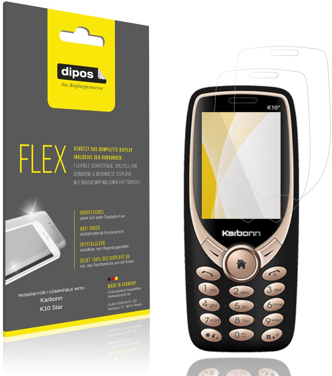 dipos – 2x Beschermfolie geschikt voor Karbonn K10 Star | 3D Full Cover Screenprotector | 100% Passend