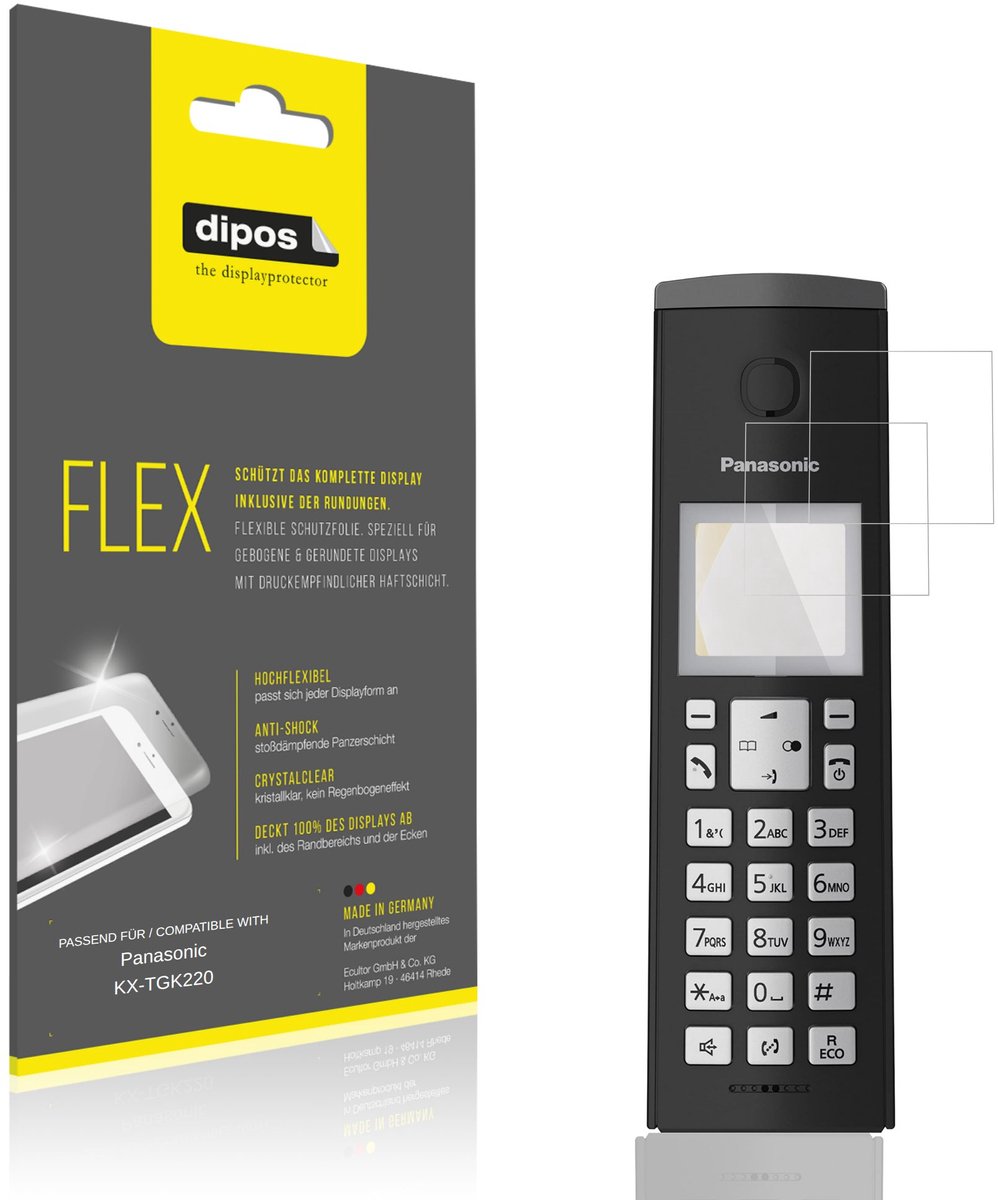 dipos – 2x Beschermfolie geschikt voor Panasonic KX-TGK220 | 3D Full Cover Screenprotector | 100% Passend