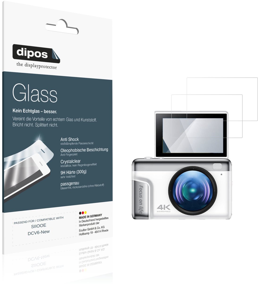 dipos – 2x Pantserfolie geschikt voor SIIOOE DCV6-New | 9H Screenprotector