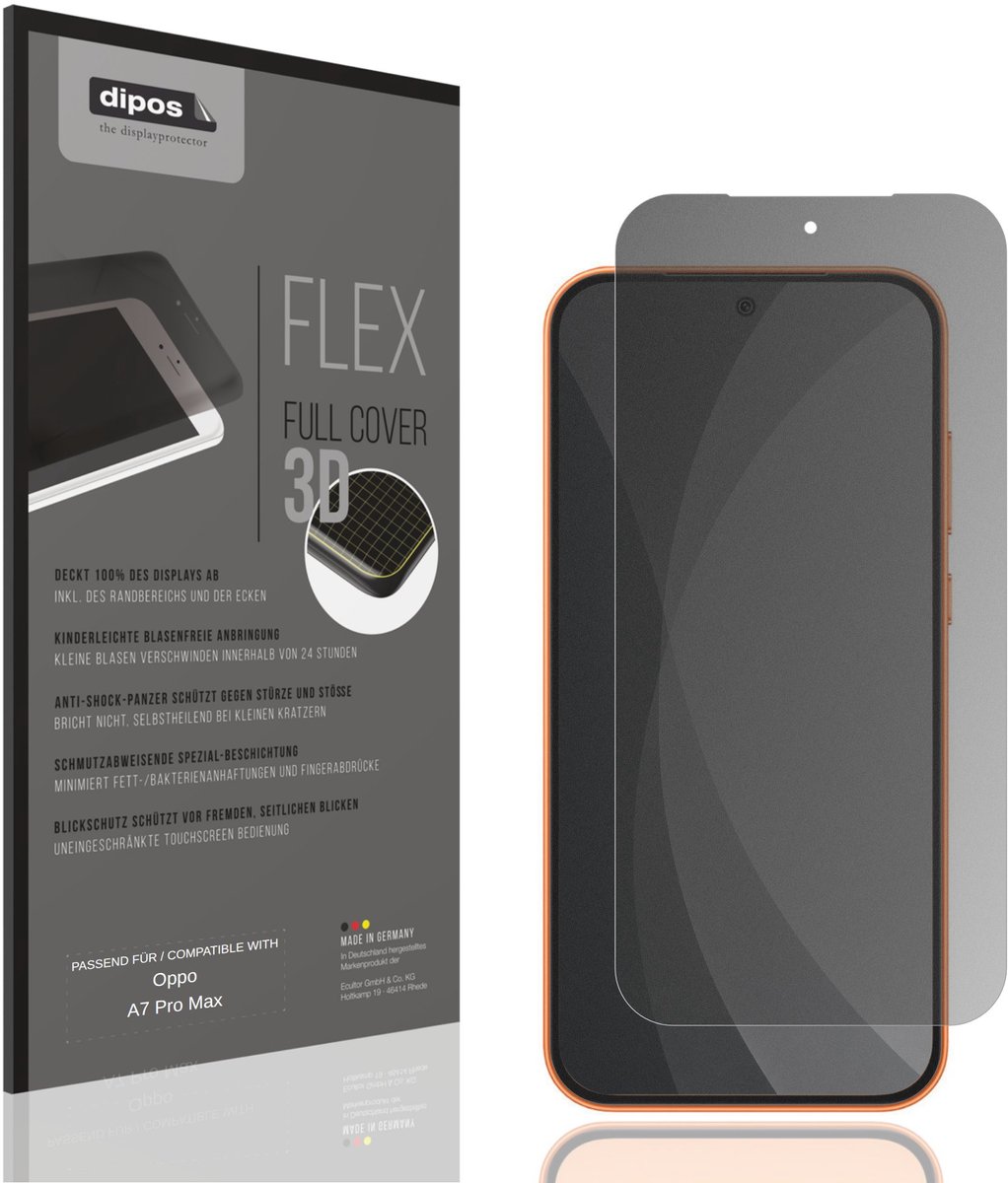 dipos FLEX – Matte Privacy Screenprotector geschikt voor Oppo A7 Pro Max | Volledige Schermbescherming | Case-Friendly