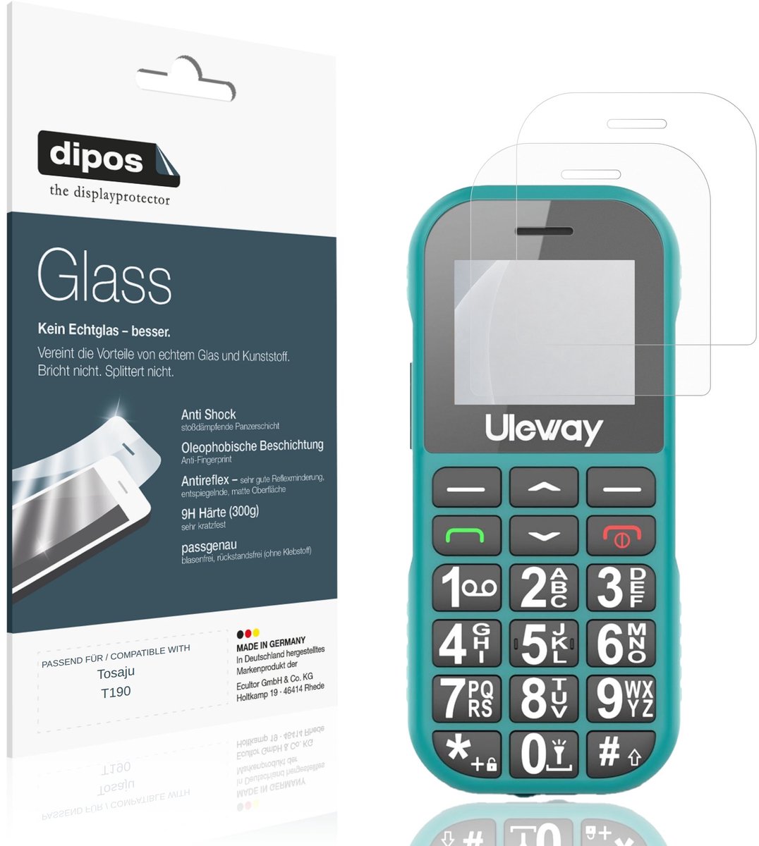 dipos – 2x Matte Pantserfolie geschikt voor Tosaju T190 | 9H Screenprotector