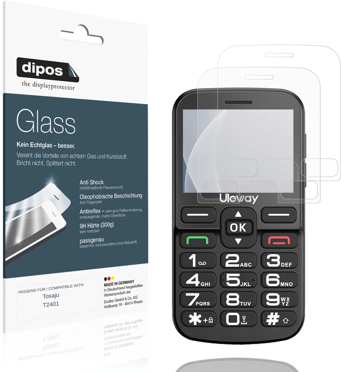 dipos – 2x Matte Pantserfolie geschikt voor Tosaju T2401 | 9H Screenprotector
