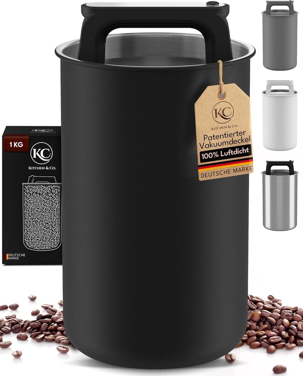 Koffieblik - 2800 ml - Luchtdicht - Draagvermogen 1 kg - Zwart