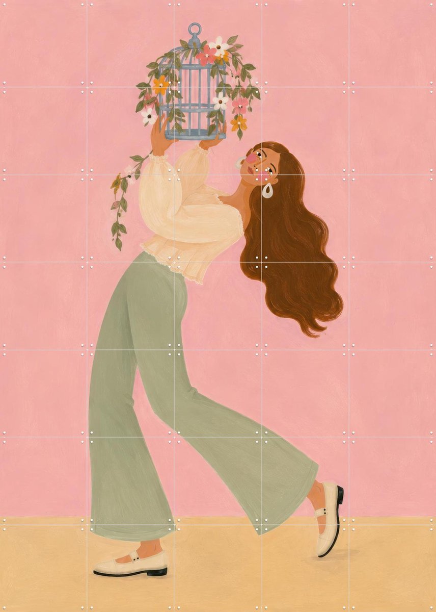 IXXI Free As A Bird, Atelier Pommeline - 100 x 140 cm - Gratis ophangtool - Grote wanddecoratie en posters - Speels, Kleurrijk, Modern, Illustraties