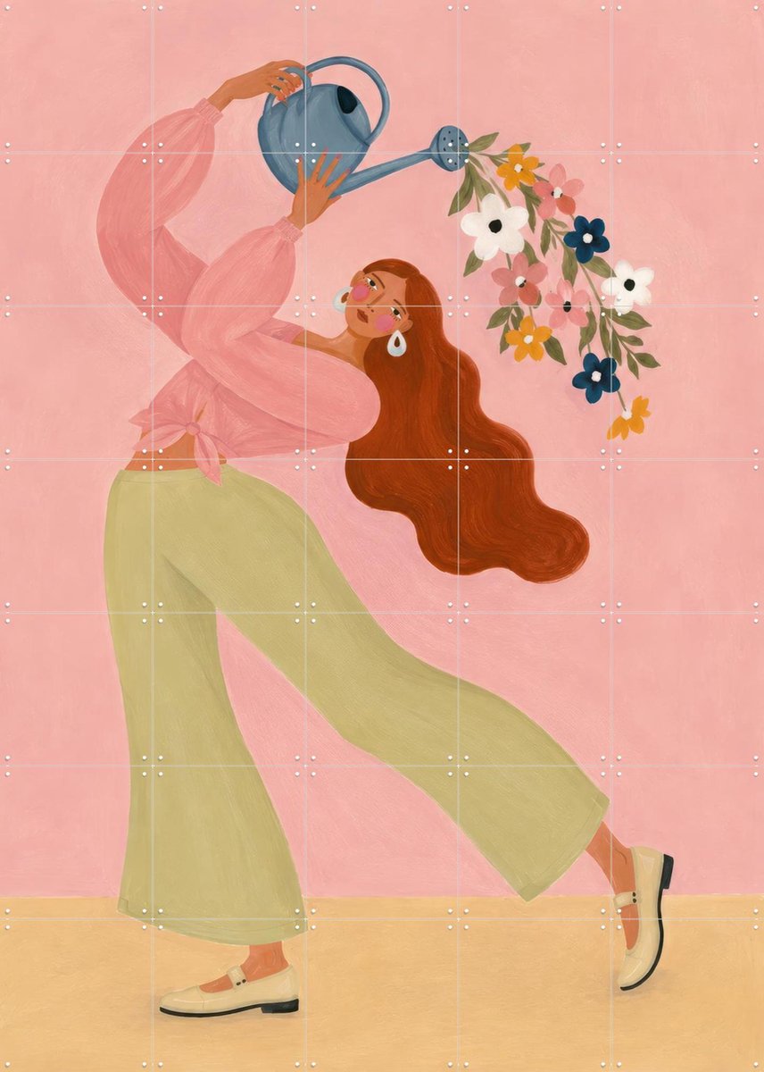 IXXI Pour Some Joy, Atelier Pommeline - 100 x 140 cm - Gratis ophangtool - Grote wanddecoratie en posters - Illustraties, Kleurrijk, Modern, Speels