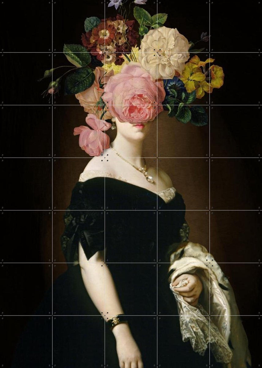 IXXI Her Portrait, Marja van den Hurk - 100 x 140 cm - Gratis ophangtool - Grote wanddecoratie en posters - Vintage, Surrealisme, Collage, Slaapkamer