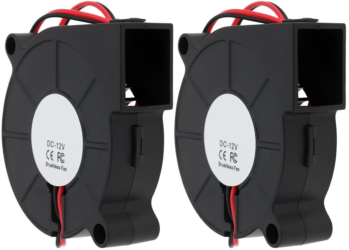 Ventilator 12V 0.18A 2-pins 50x50x15mm voor 3D-printers, Koeling en Luchtcirculatie - 2 Pack