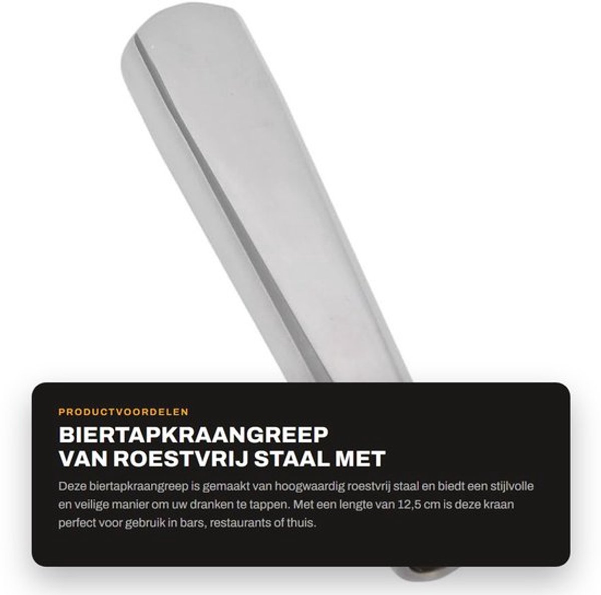 Handvat voor biertap, roostvrij staal, 3/8