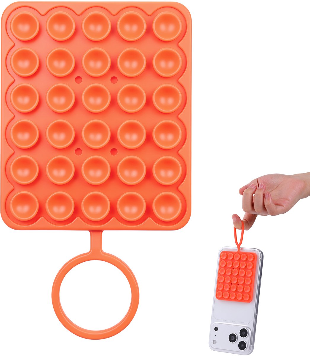 Ntech Siliconen Telefoonhouder met Zuignap – Oranje Handsfree Telefoonhoesje – Geschikt voor iPhone 18Pro / 18 Por Max /17/16/15, Samsung Galaxy S26/S25/S24 & Meer – iPhone & Android