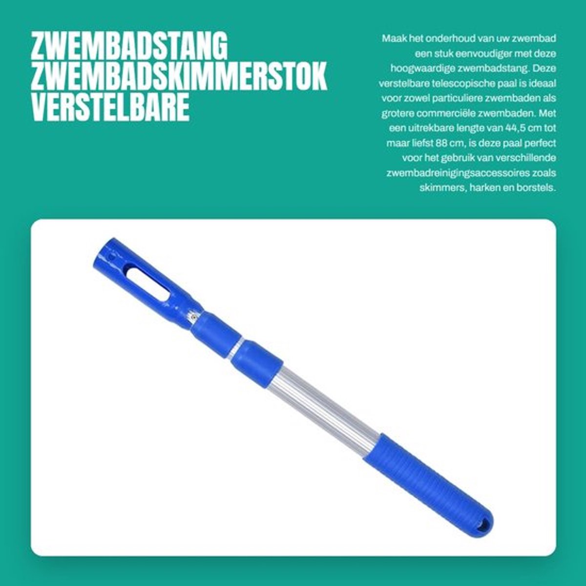Dailygoods- Zwembadstang Verstelbaar - Zwembadpaal - Telescopische Stang
