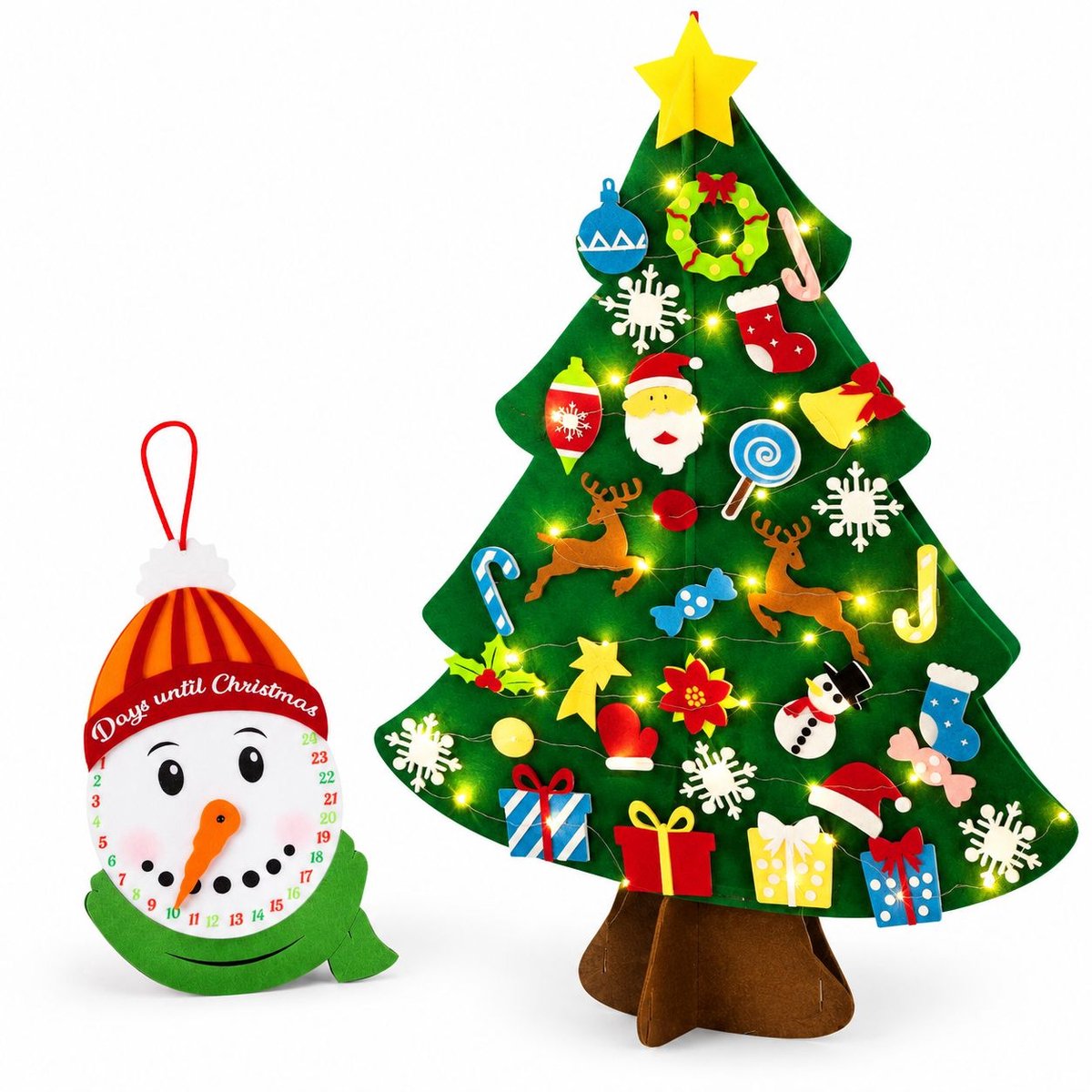 VHV - Vilten kerstboom - Kerstdecoratie set - Mini kerstboom - Kinderen cadeau - Kinderen kerst knutsel - Kerstversiering - Veilige vilt knutsel boom