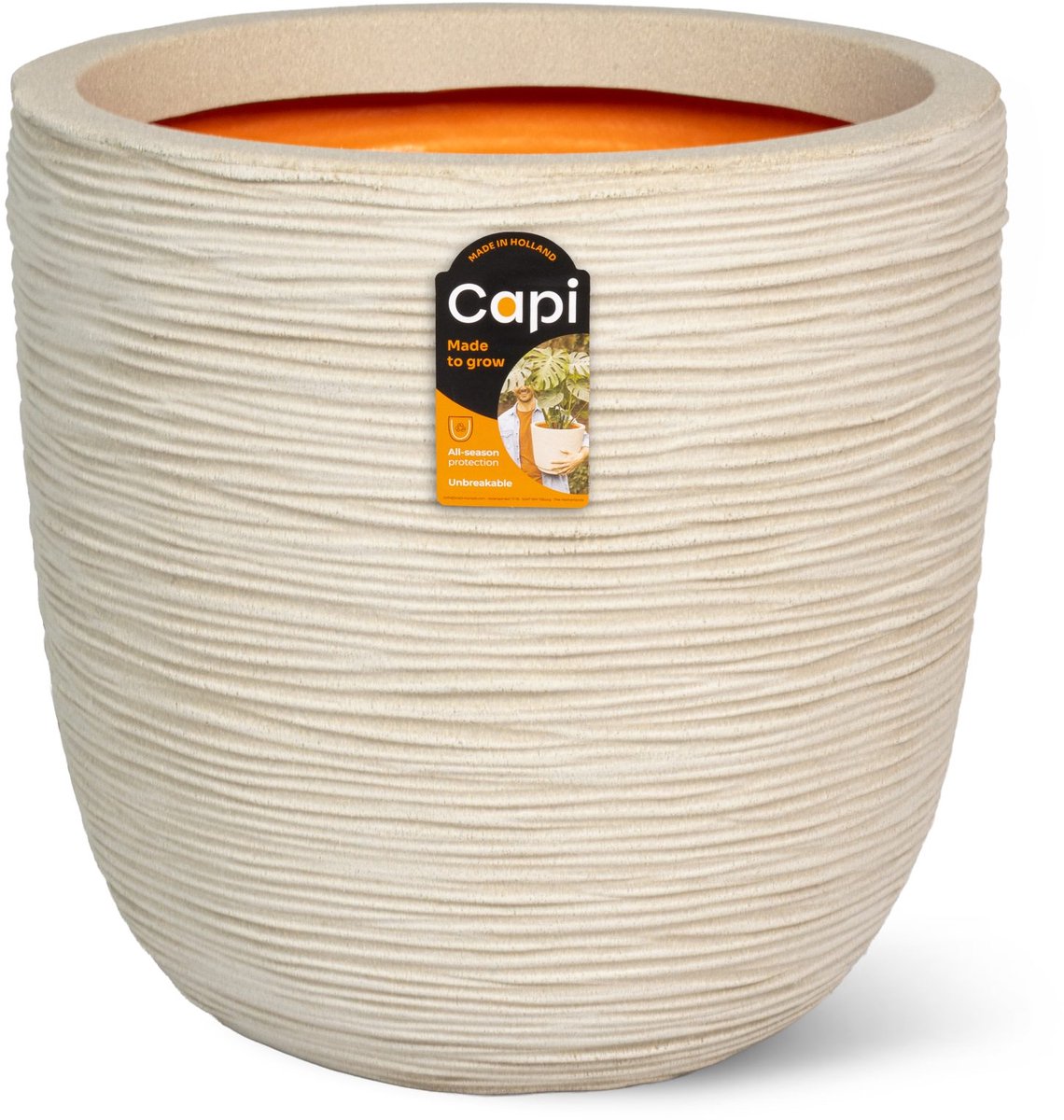 Capi Europe Bowl Flower Pot Rib NL - 35x34 - Pebble