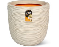 Capi Europe - Bloempot bol Rib NL - 35x34 - Kiezel - Bloempot voor binnen en buiten - Levenslang garantie - Breukbestendig - 100% Recyclebaar - CO2 Neutraal geproduceerd - KPER932